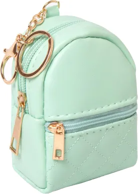 Mini Backpack Cute Cosmetic Bag for Women, Creative Cute Pendant Keychain Key-chains Keyrings PU Leather Makeup Bag Key Pocket Lipstick Bag Card Holder Data Cable Organizer Zipper Pouch (Green)