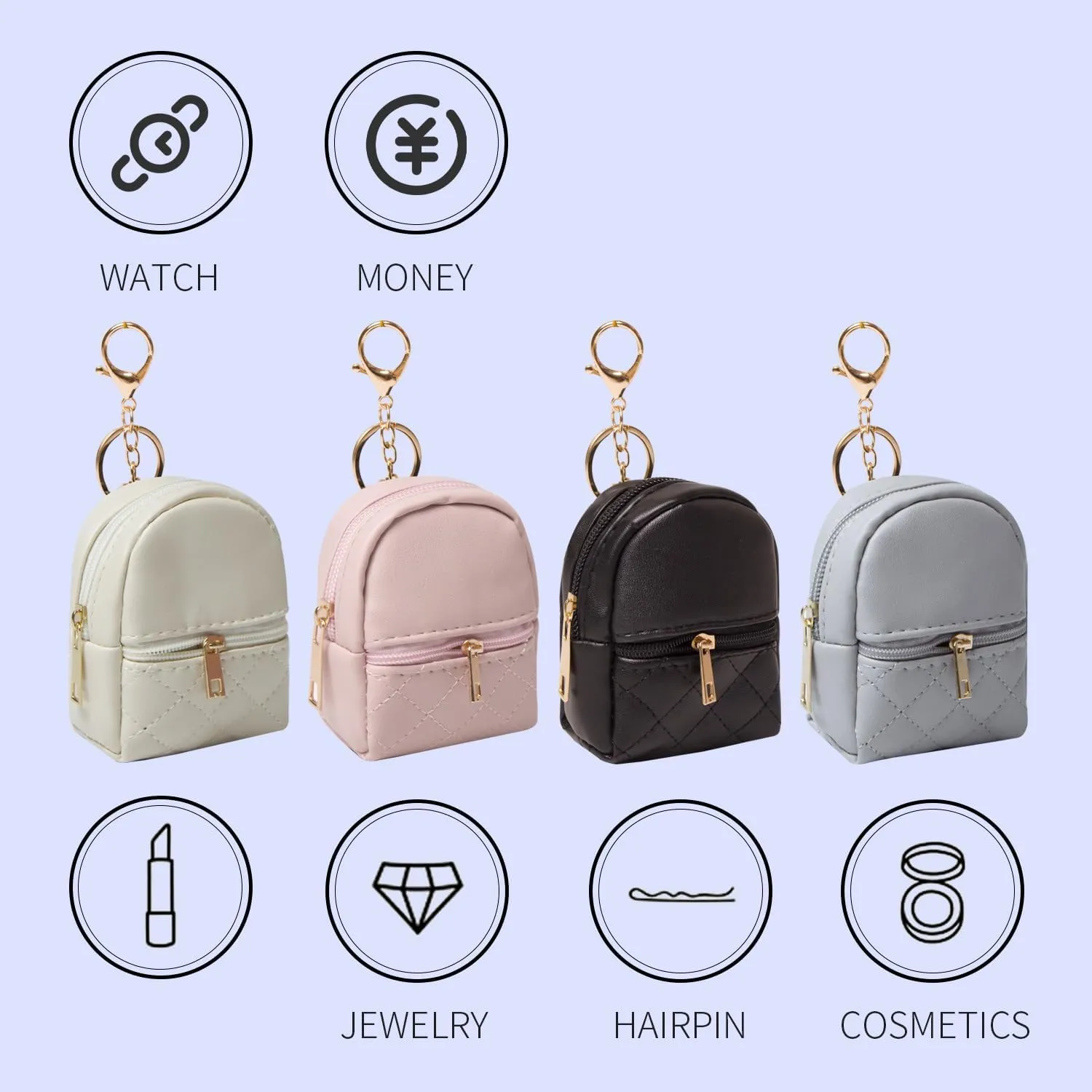 Mini Backpack Cute Cosmetic Bag for Women, Creative Cute Pendant Keychain Key-chains Keyrings PU Leather Makeup Bag Key Pocket Lipstick Bag Card Holder Data Cable Organizer Zipper Pouch (Green)