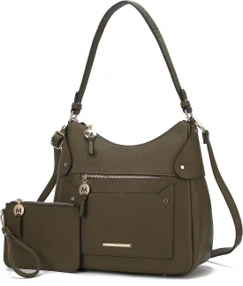 MKF Collection Shoulder Bag for Women & Wristlet Pouch, Vegan Leather Handbag Set Top-Handle Tote Handbag Purse by Mia k