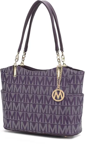 MKF Collection Signature Tote Bag for Women, Shoulder bag Vegan Leather Top-Handle Handbag Purse