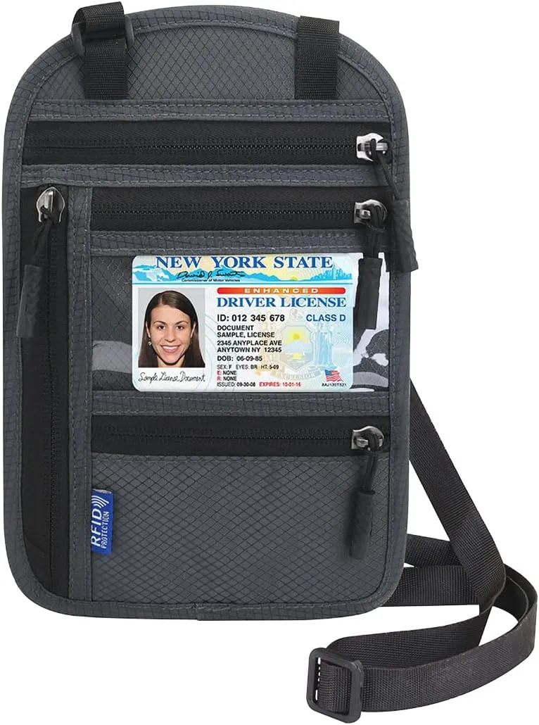Neck Wallet Lightweight RFID Blocking Waterproof Travel Pouch for Women Men