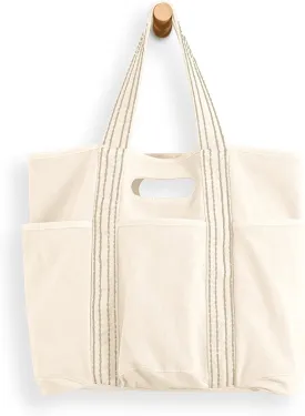 ODODOS 29L Oversized Canvas Tote Bag Large Capacity Open Top Shoulder Bags for Gym Workout Shopping Beach Travel