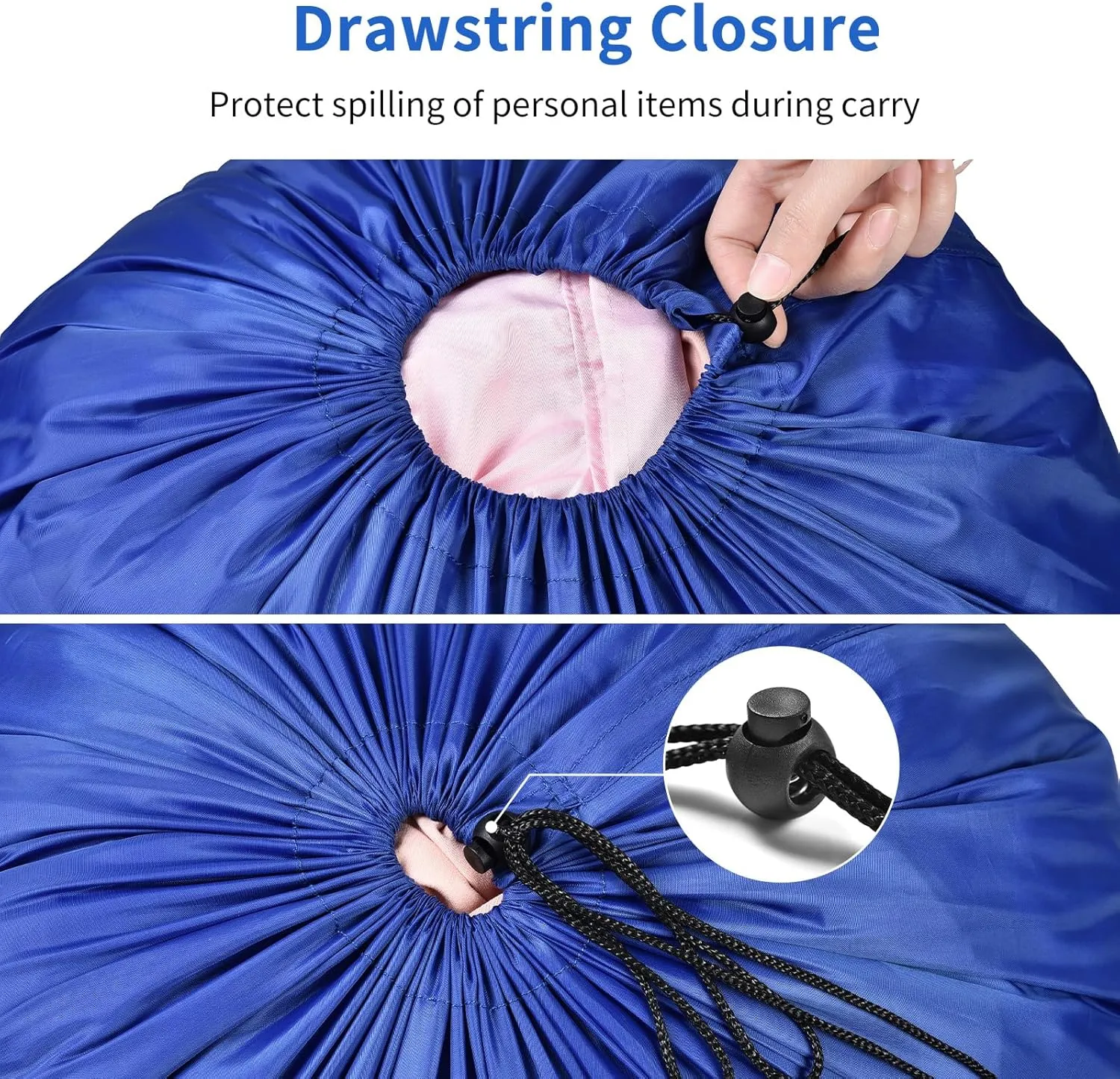 OTraki 24x32 Inch Laundry Bags Drawstring 2 Pack Medium Laundry Hamper Liner Bags Dirty Clothes Washable Travel Storage Wash Bag for College Home Dorm Camping Black & Blue