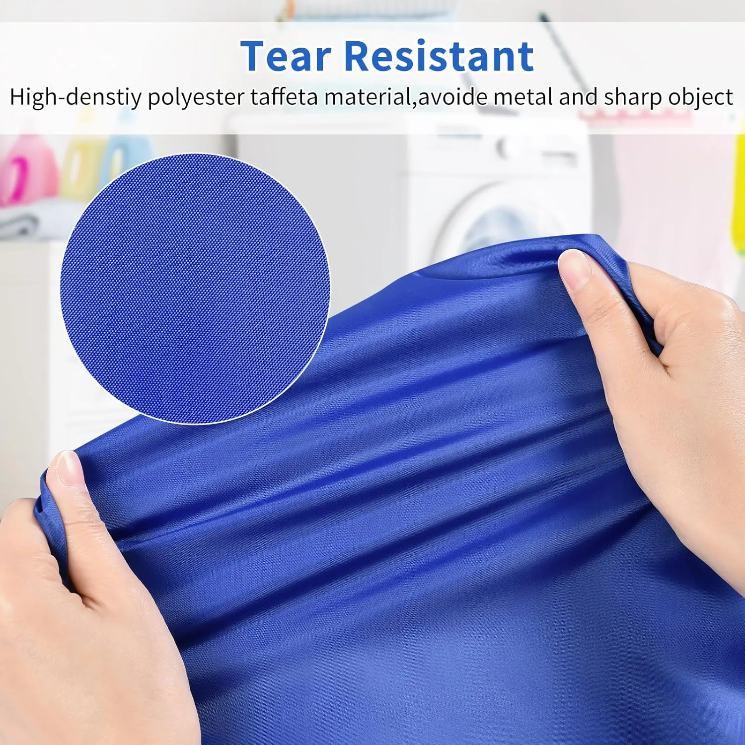 OTraki 24x32 Inch Laundry Bags Drawstring 2 Pack Medium Laundry Hamper Liner Bags Dirty Clothes Washable Travel Storage Wash Bag for College Home Dorm Camping Black & Blue