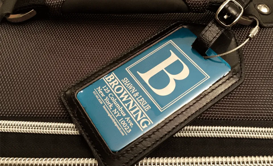 Personalized Aluminum Luggage Tags with Optional Leather Casing