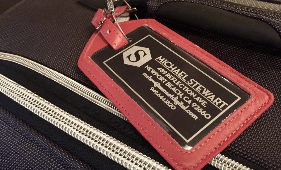 Personalized Aluminum Luggage Tags with Optional Leather Casing
