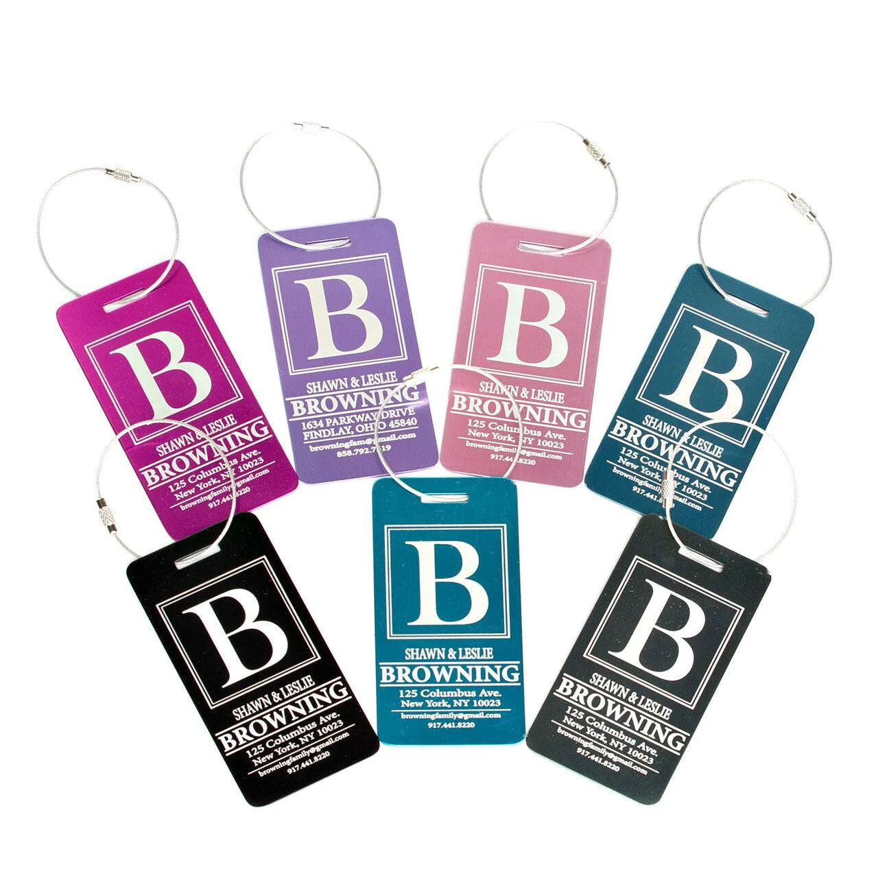 Personalized Aluminum Luggage Tags with Optional Leather Casing
