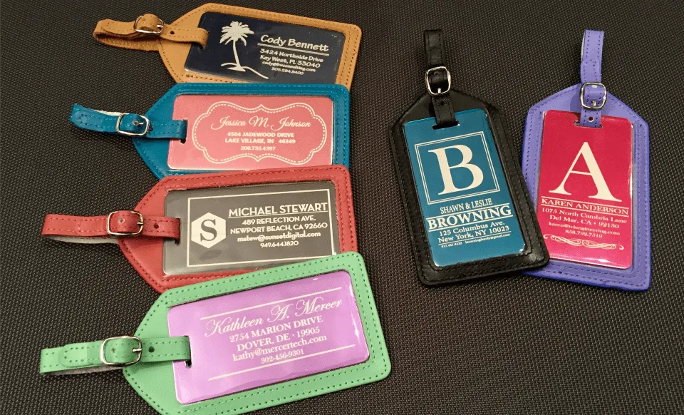 Personalized Aluminum Luggage Tags with Optional Leather Casing