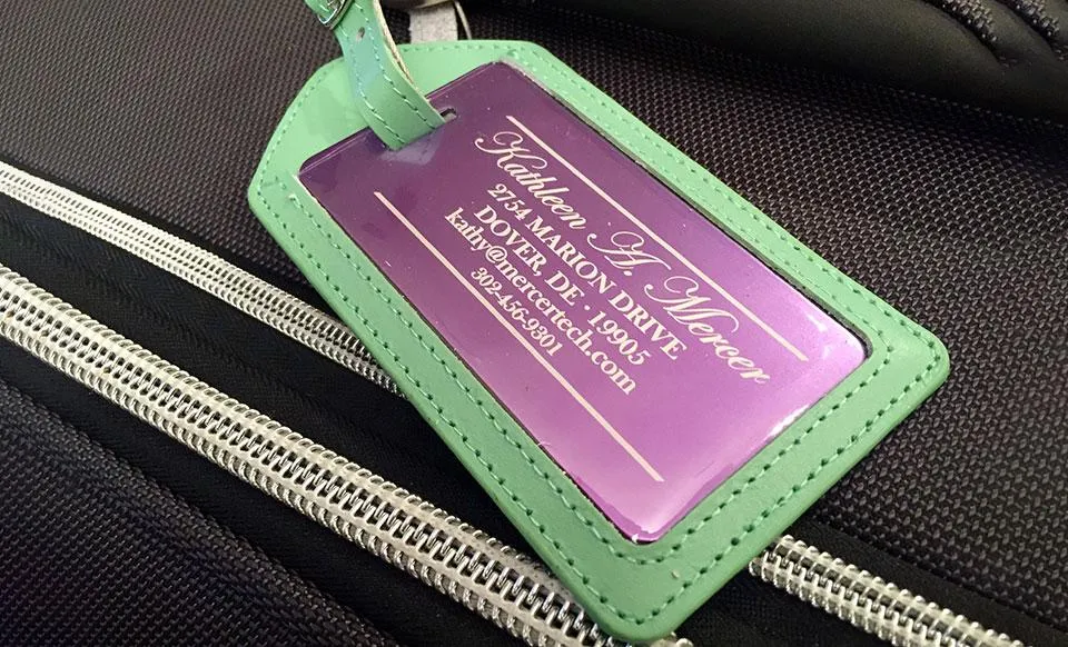Personalized Aluminum Luggage Tags with Optional Leather Casing