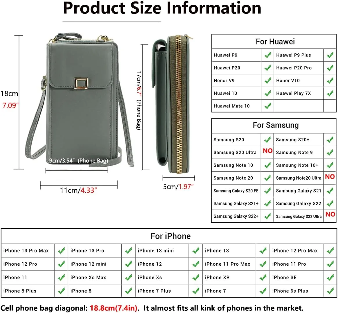 PORT&LOTUS Crossbody Bags for Women Cell Phone Purse Wallet Ladies Small Women's Handbags PU Leather Shoulder Card Holder