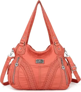Purses and Handbags Women Fashion Tote Bag Shoulder Bags Top Handle Satchel Purses Washed Synthetic Leather Handbag