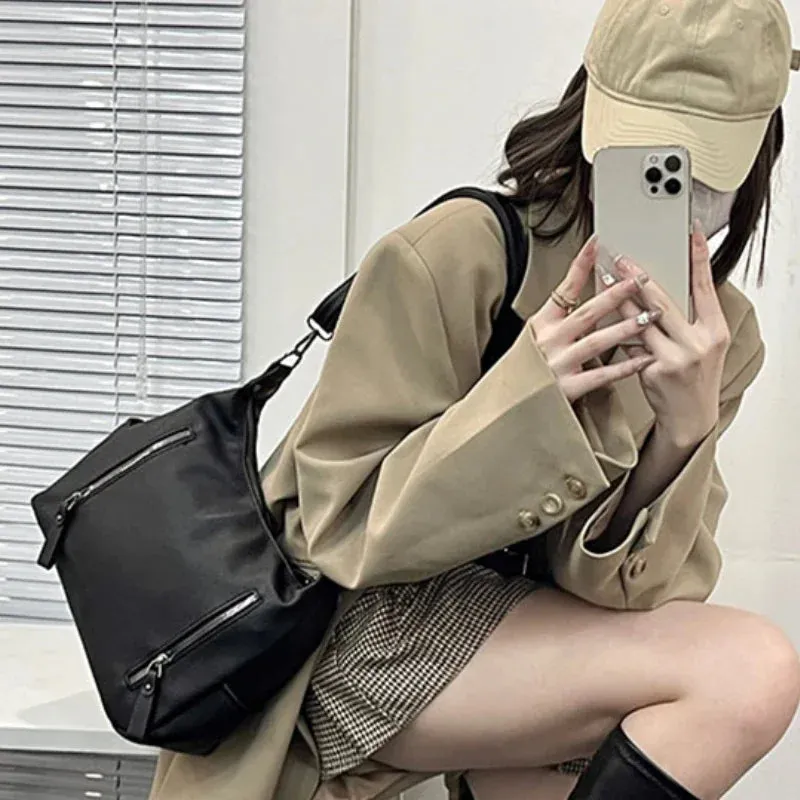 TAVIMART  -  Luxury Design Fashion Y2k Aesthetic Shoulder Bag Women Casual All Match Solid Handbags Office Lady Simple Ladies Crossbody Bags