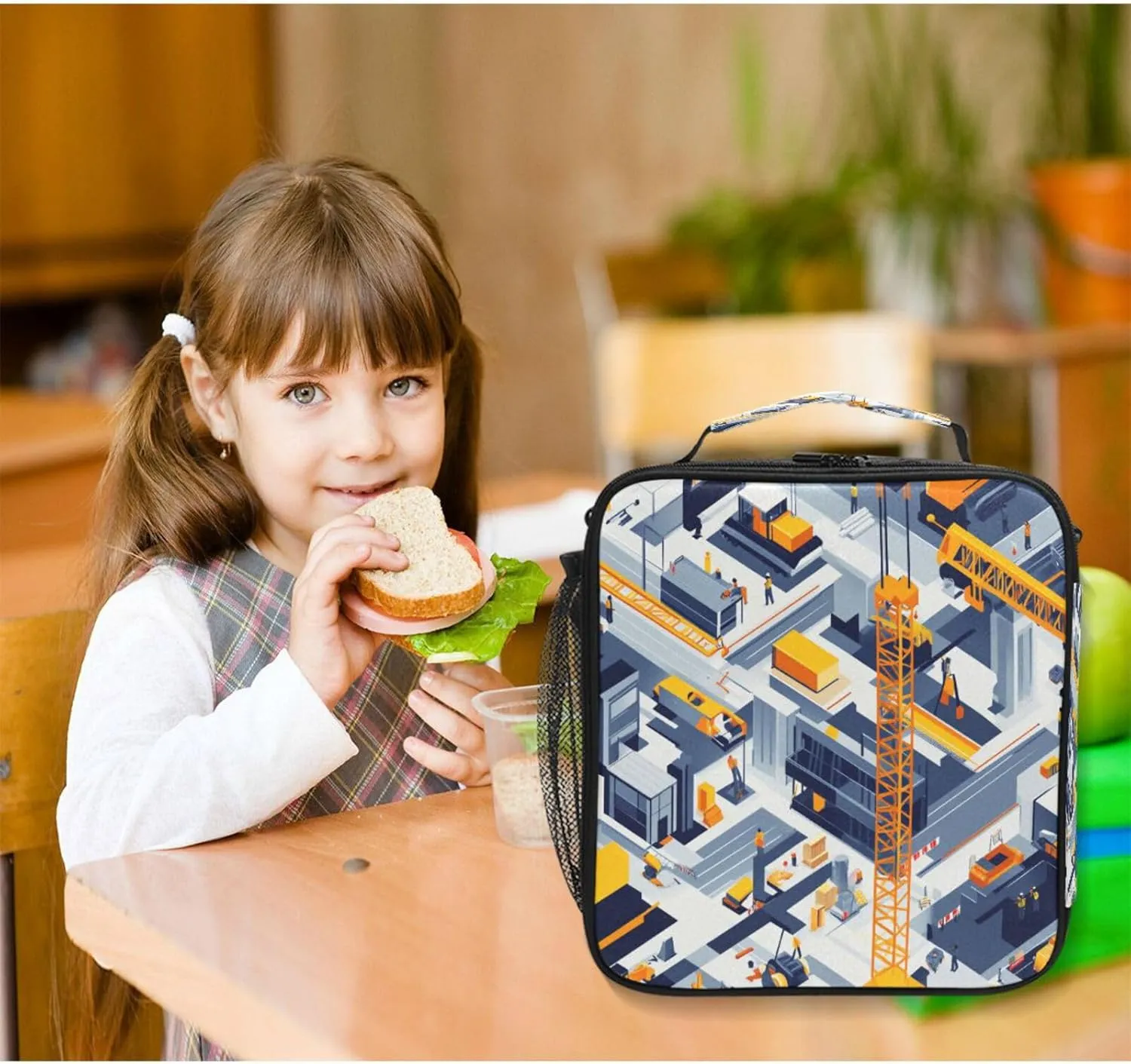 Thermal Lunch Box Lightweight Lunch Tote with buckle for Picnic Hiking Camping Construction Scene Concrete Mixer Truck