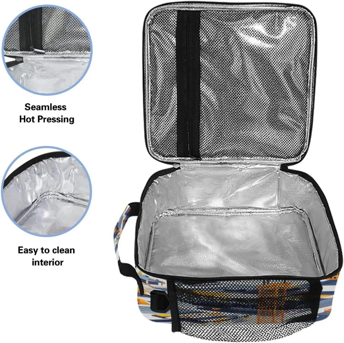 Thermal Lunch Box Lightweight Lunch Tote with buckle for Picnic Hiking Camping Construction Scene Concrete Mixer Truck