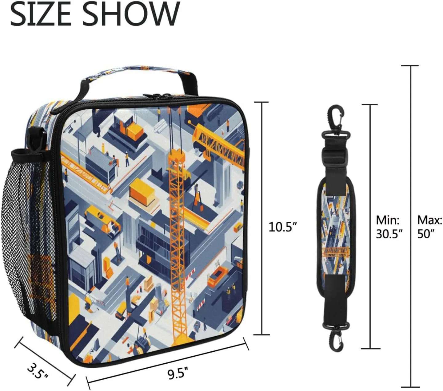 Thermal Lunch Box Lightweight Lunch Tote with buckle for Picnic Hiking Camping Construction Scene Concrete Mixer Truck