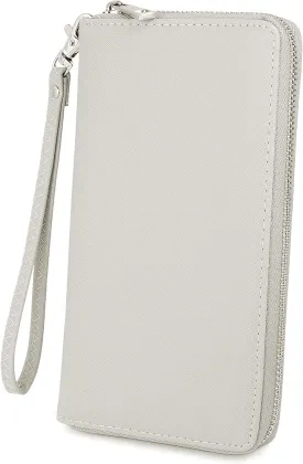 UTO Women Wallet Leather Zip Around Card Holder Checkbook Passport Organizer Ladies Travel Clutch with Wristlet