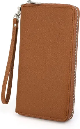 UTO Women Wallet Leather Zip Around Card Holder Checkbook Passport Organizer Ladies Travel Clutch with Wristlet