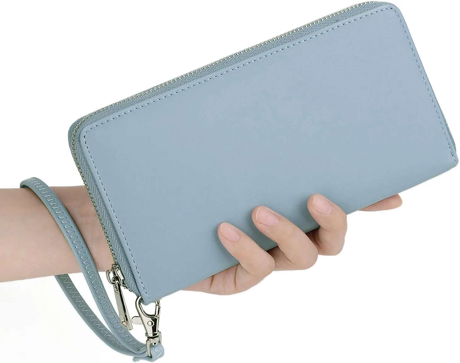 UTO Women Wallet Leather Zip Around Card Holder Checkbook Passport Organizer Ladies Travel Clutch with Wristlet