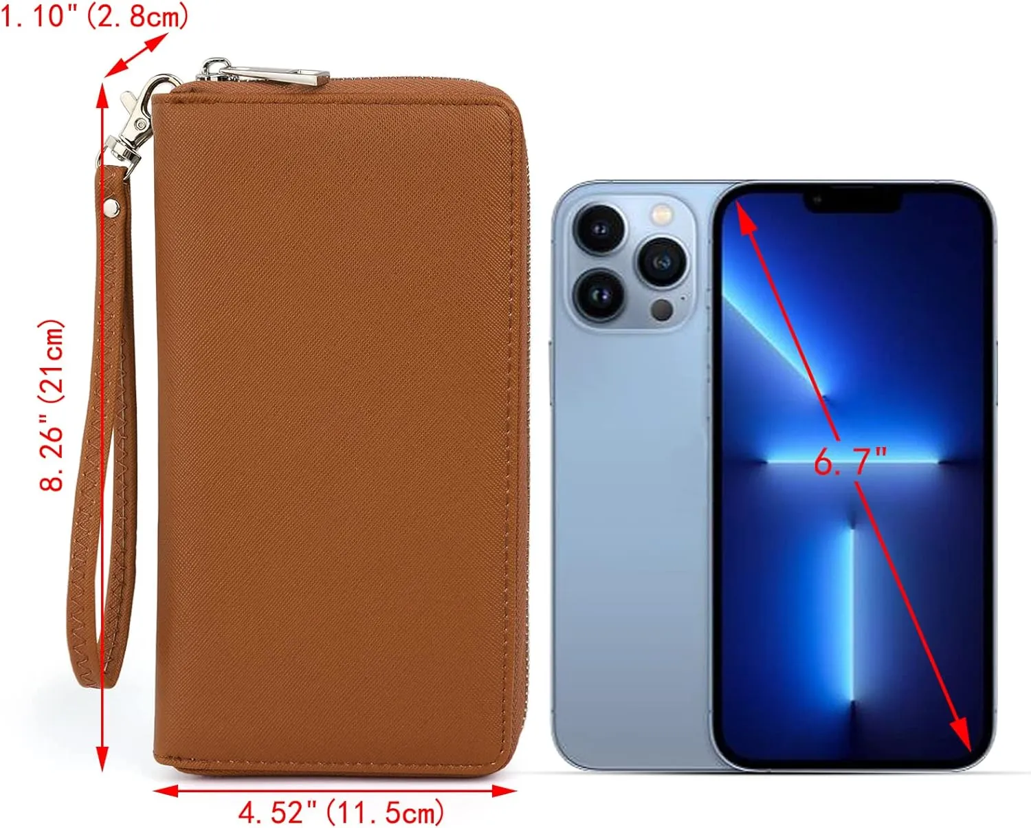 UTO Women Wallet Leather Zip Around Card Holder Checkbook Passport Organizer Ladies Travel Clutch with Wristlet