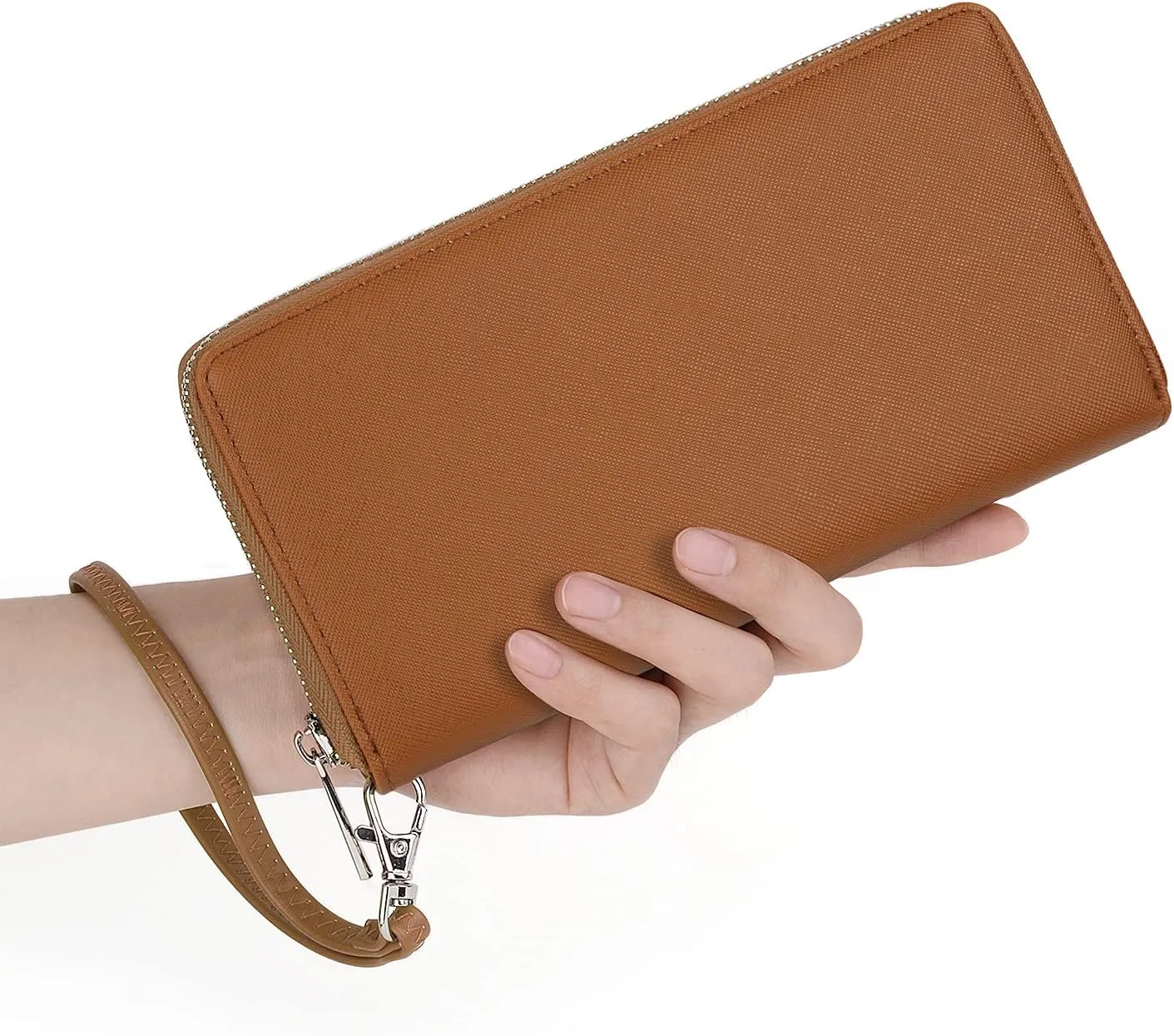 UTO Women Wallet Leather Zip Around Card Holder Checkbook Passport Organizer Ladies Travel Clutch with Wristlet