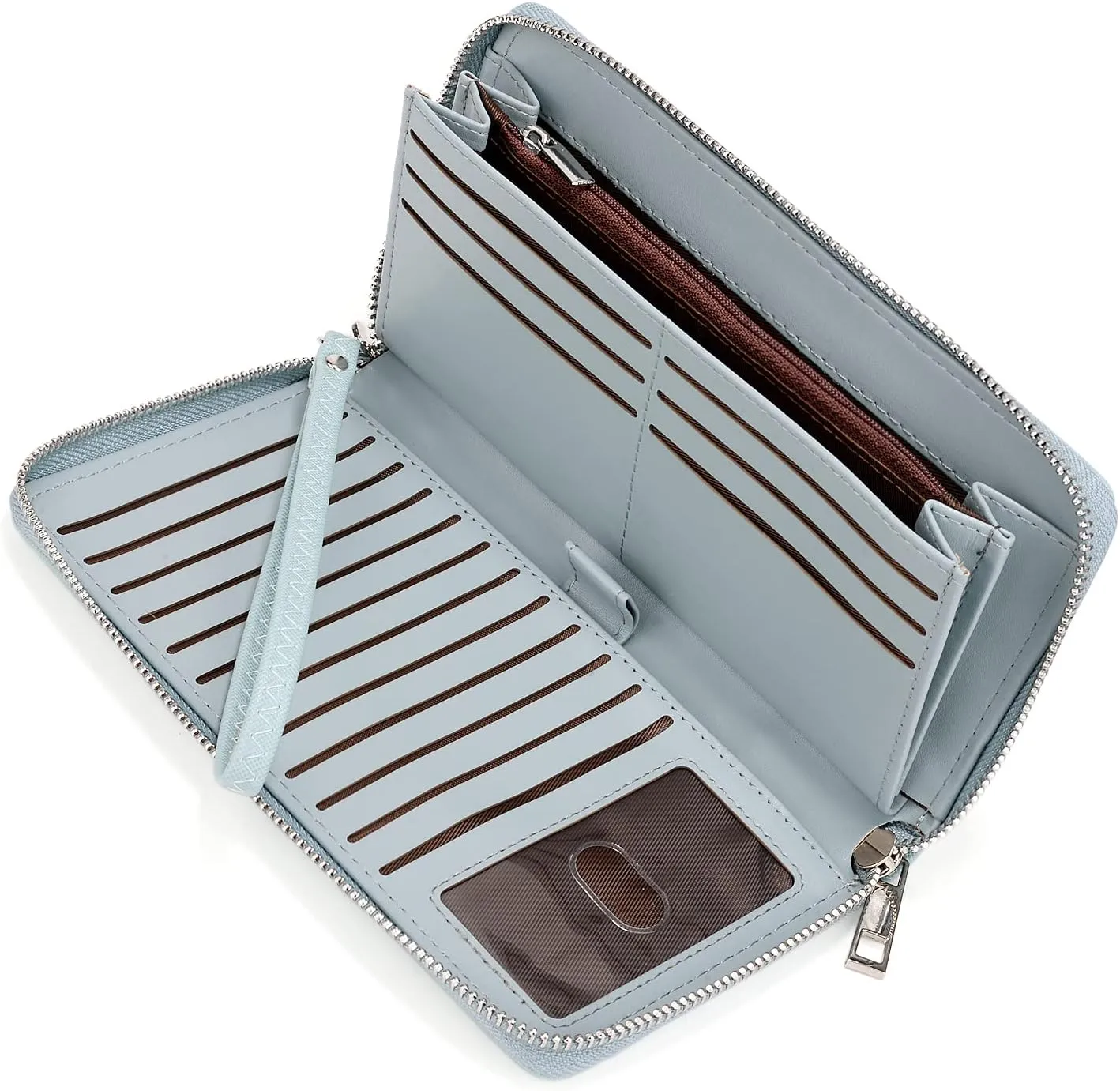 UTO Women Wallet Leather Zip Around Card Holder Checkbook Passport Organizer Ladies Travel Clutch with Wristlet