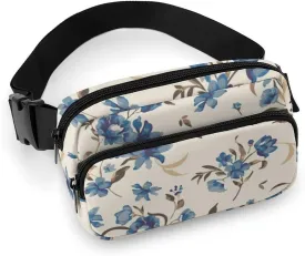 Vintage Flower Summer Fanny Pack Belt Bag with Adjustable Strap Waist Packs Small Pouch Crossbody Bags for Hiking Running Cycling Traveling
