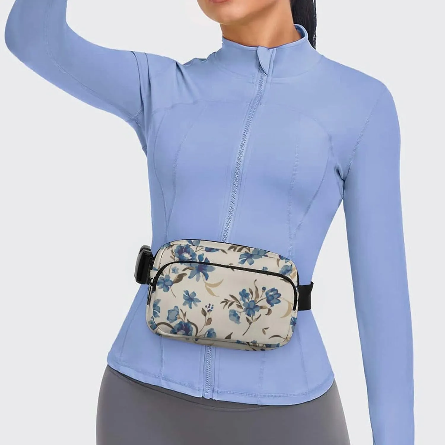Vintage Flower Summer Fanny Pack Belt Bag with Adjustable Strap Waist Packs Small Pouch Crossbody Bags for Hiking Running Cycling Traveling