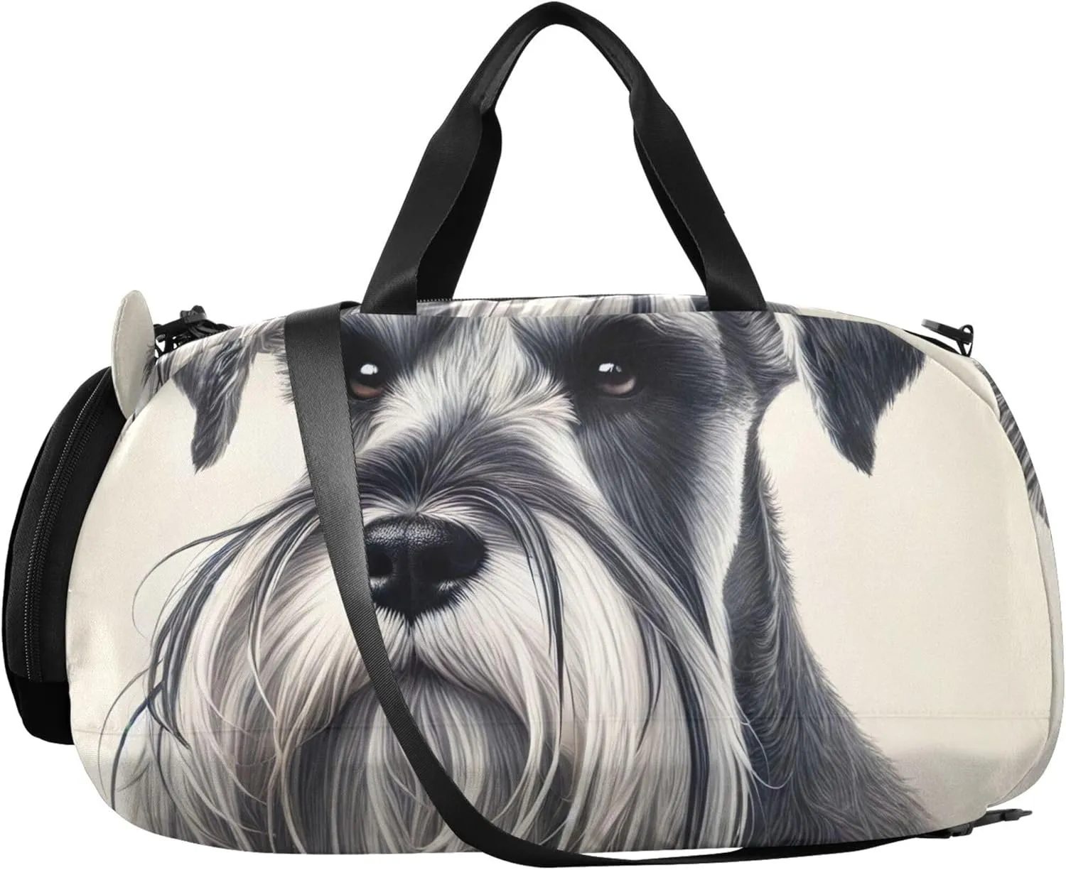 Vintage Schnauzer Portrait Carry on Duffel for Boys Overnight Weekender Duffel Girls Tote Duffle Bags Travel with Shoulder Strap
