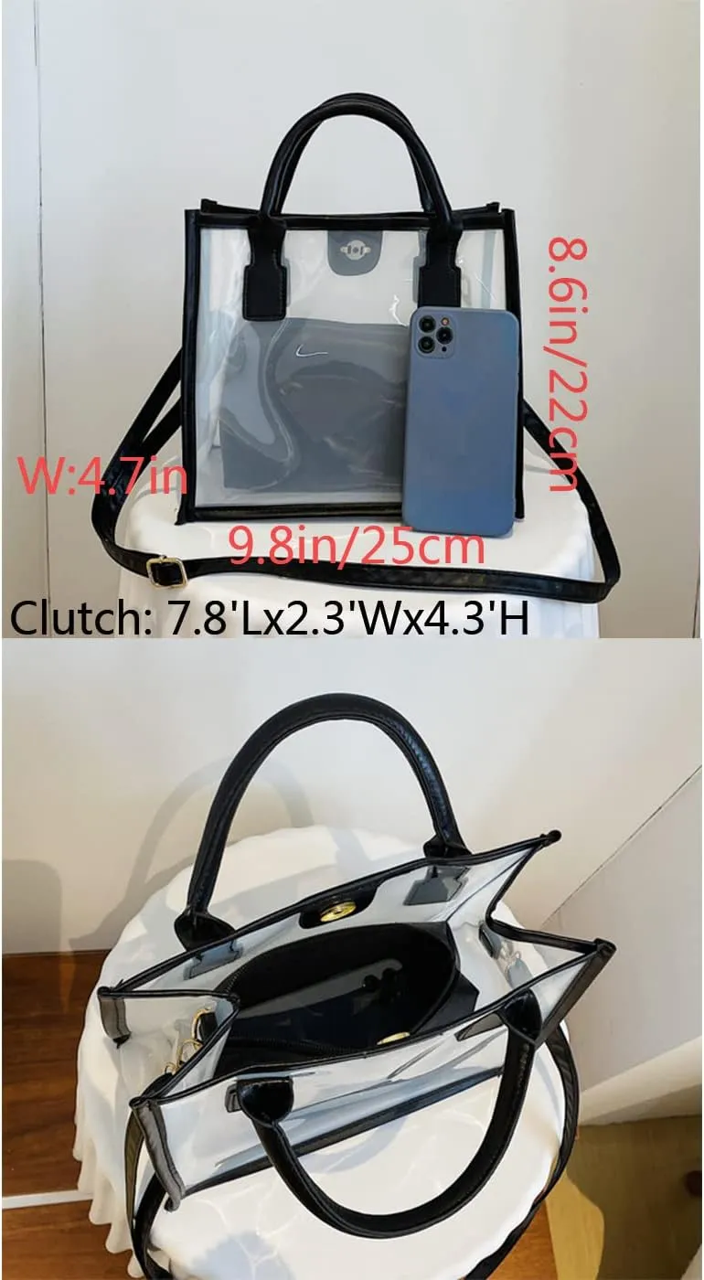 Women Transparent Tote Bag Beach Bags Shoulder Bags Handbag Satchel Jelly Bags