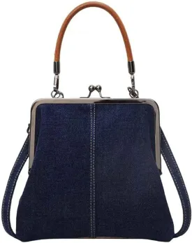 Women's Kiss Lock Crossbody Bag PU Leather Kiss Clasp Purse Crossbody Shoulder Bags Hobo Tote Purses Wallet Handbags