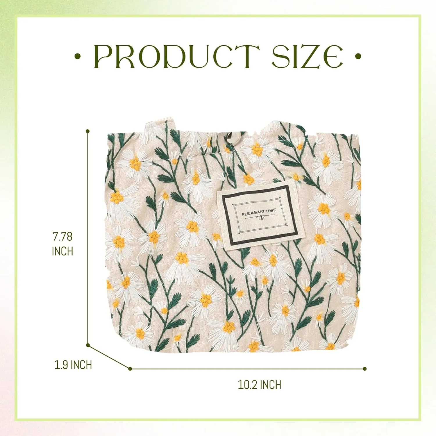 Women's Tote Bag Mini Flowers Embroidered Handbag Small Cellphone Purse Canvas Hobo Bag