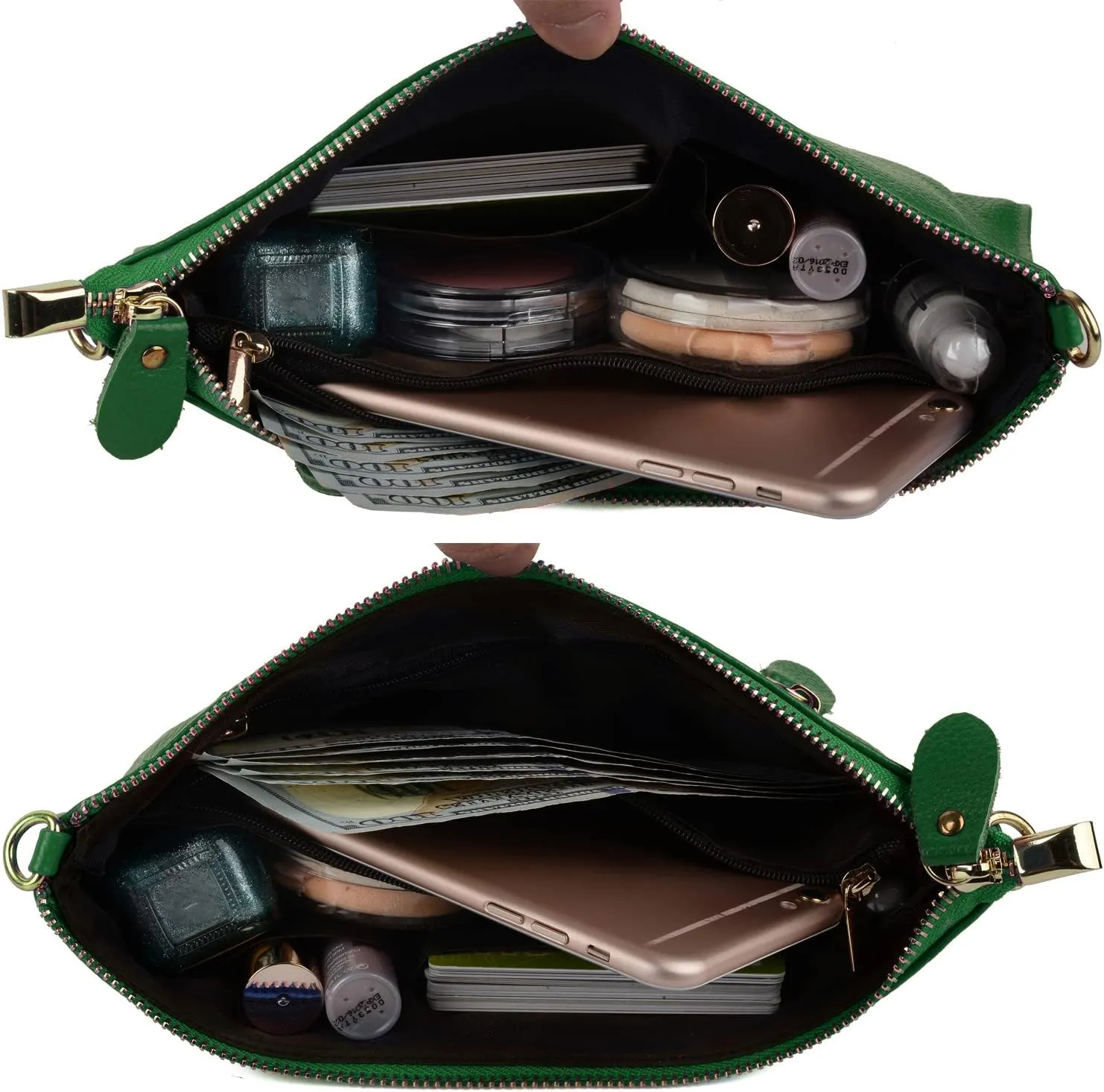 YALUXE Genuine Leather Wristlet Handbags Purses Cell Phone Pocket Clutch Wallet Crossbody Bags for Women