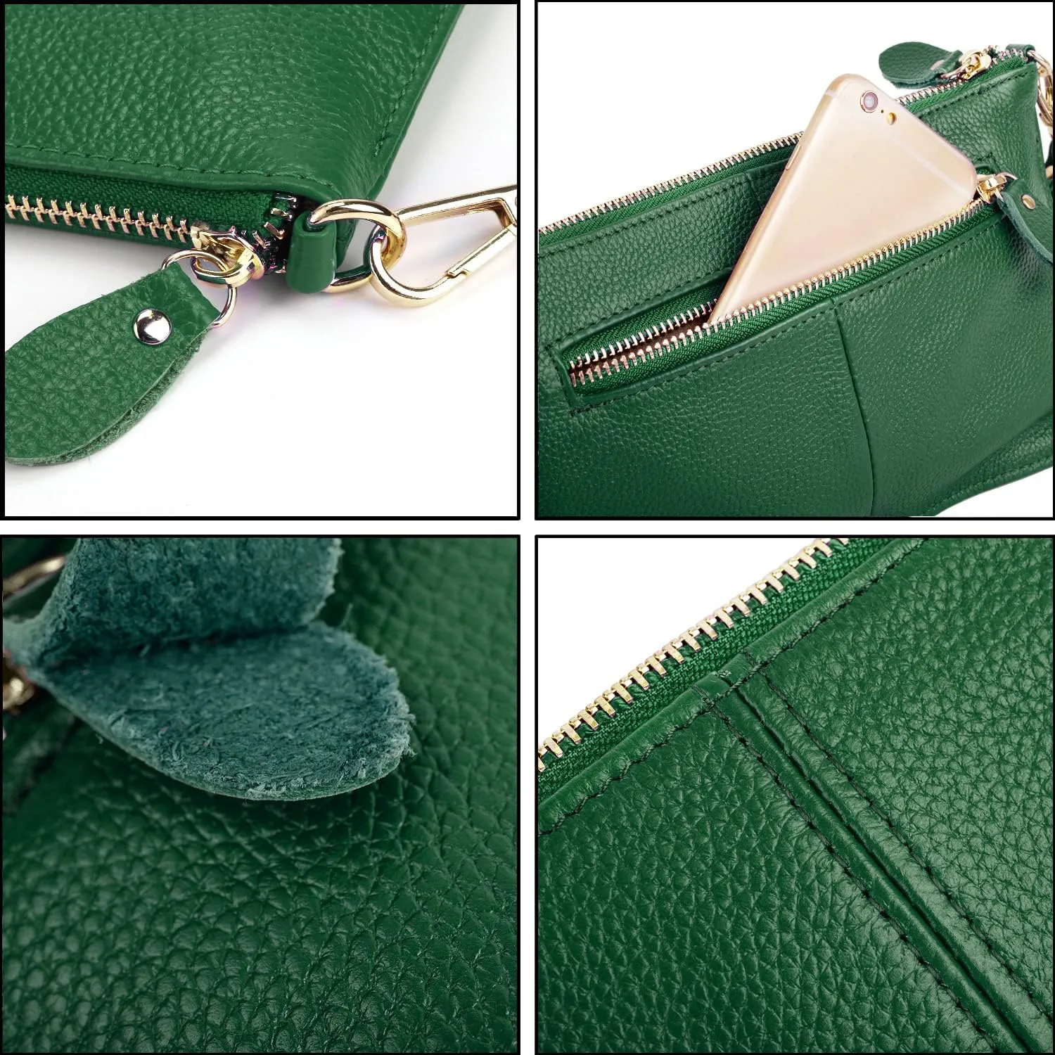 YALUXE Genuine Leather Wristlet Handbags Purses Cell Phone Pocket Clutch Wallet Crossbody Bags for Women